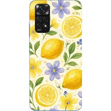 TechTree Redmi Note 11-11S Uyumlu Sulu Boya Limon ve Çiçek Desenli Baskılı Silikon Kılıf
