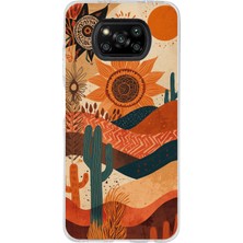TechTree Poco X3-X3 Pro-Nfc Uyumlu Etnik Güneş ve Mandala Figürlü Toprak Tonları Baskılı Silikon Kılıf