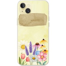 TechTree iPhone 15 Plus Uyumlu Sulu Boya Dokulu Vazoda Çiçek Desenli Baskılı Silikon Kılıf