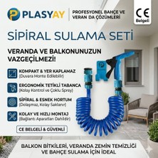Plasyay Spiral Balkon Araç Yıkama Bahçe Sulama Hortumu ve Tetikli Tam Set Mavi