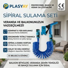 Plasyay Spiral Balkon Araç Yıkama Bahçe Sulama Hortumu ve Tetikli Tam Set