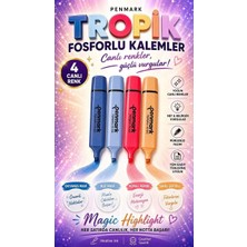 Anı Ofis Kırtasiye 4’lü Pastel Tropik Renk Fosforlu Kalem Seti – Modern Tasarım Masaüstü Highlighter Kalemler