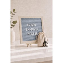 Patladı Gitti Woodart Premium Letter Board Seti, Füme Antrasit Keçe Yüzeyli Doğal Çam Ahşap Yazı Panosu – Şövale Standlı Dekoratif Set
