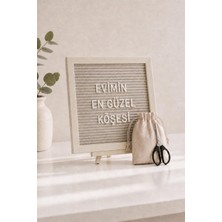 Patladı Gitti Woodart Premium Letter Board Seti, Şampanya Krem Keçe Yüzeyli Doğal Çam Ahşap Yazı Panosu – Şövale Standlı Dekoratif Set