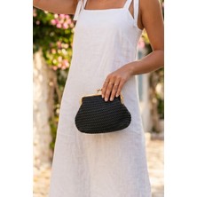 Vivazzaluxe Vintage Model Hasır Örme Mini Omuz, Portföy Clutch Çanta