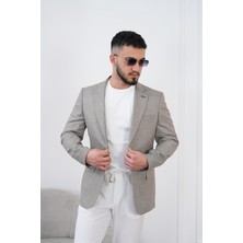 Dupont Erkek Keten Blazer Ceket Slim Fit Yazlık Nefes Alabilir