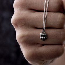 Ebrar Silver Gümüş Üzgün Surat Maske Kolye 925 Ayar Gümüş Üzgün Yüz Maske Figürlü Unisex Kolye