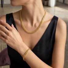 Sevil Gülgün Atelier Premium Örgü Zincir Kolye Seti - Altın Renk Ithal Tasarım Kadın Set