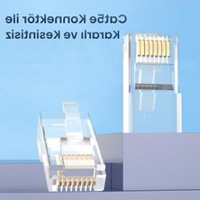 Aesco CAT5E RJ45 Jack Ethernet Konnektörü Altın Kaplama 100 Adet
