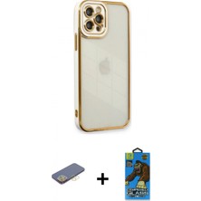 İlk El Grup Pilelistore™ iPhone 12 Pro Max Kılıf Çekirdek Klasik Serisi - Siyah 18D Cam Ekran Koruyucu + Renkli Kamera Lens Koruma Cam - Sı