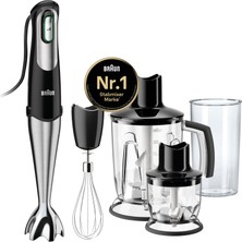 Braun Multiquick Mq 745 Aperitive El Blenderi - Smartspeed ​​teknolojili, El Blenderi, Doğrayıcı ve Stand Mikseri, 750 W, 4 Parçalı Aksesuar Seti Dahil, Siyah/paslanmaz Çelik