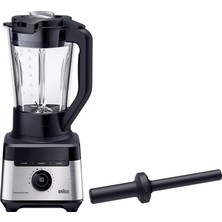 Braun Stand Mikser Powerblend 7 JB7550BK, Üçgen Cam Hazneli Mikser, 10 Hız + Darbe Fonksiyonu, Precisioncrush Bıçak, Temizleme Programı, Ezici ve 600 ml Şişe, 1400 W, Siyah