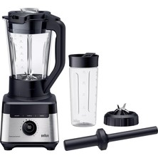 Braun Stand Mikser Powerblend 7 JB7551BK, 1,7l Cam Sürahi, 10 Hız + Darbe, Otomatik Yemek Programları, Precisioncrush Bıçak, Temizleme Programı, Ezici ve 600ML Şişe, 1400W, Siyah