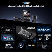 Aesco Viofo A329T 3 Kameralı Ön+Iç+Arka 4k+2k+2k Wi-Fi 6 Hdr Sony Starvıs 2 Sensör Gps'li SSD Destekli Araç Kamerası