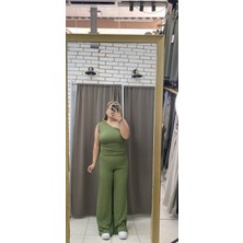 Tuba Toptaş Gofre Rahat Pantolon Yeşil S
