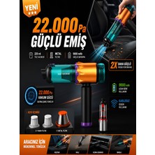 Deanb 22000PA 220W Ultra Güçlü 9000MAH Kablosuz Araç Içi Süpürge Metal Filtreli 220ML Şarjlı Mini