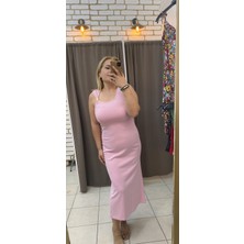 Tuba Toptaş Tokalı Modal Elbise Açık Pembe S