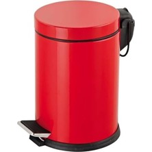 Aesco Premium Serisi 5 Litre Hacimli Paslanmaz Banyo-Mutfak Pedallı Çöp Kovası Kırmızı, 5l