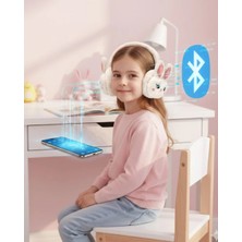 Nevamel® Peluş Tavşan Kulaklı Bluetooth Kulaklık Kablosuz Müzik ve Tf Kart Destekli