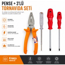 Nse Profesyonel Pense + 3’lü Tornavida Seti (Kontrol Kalemi, Düz ve Yıldız Tornavida) Dayanıklı El Aletleri Set