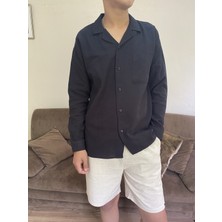 Tuba Toptaş Müslin Uzun Kol Oversize Gömlek Siyah Xl