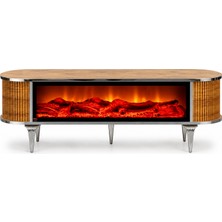 Lüks - Şömineli Tvsehpası -Kahverengi Krom- 160CM