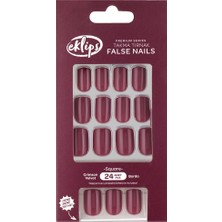 3 Adet Eklips Takma Tırnak Bordo Crimson Velvet Küt 24'lü