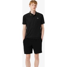 Lacoste Tennis x Novak Djokovic Erkek Slim Fit  Desenli Siyah Polo