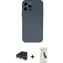 Pileli Store Pilelistore™ iPhone 13 Pro Max Kılıf Ahenk Serisi - Şeffaf Pasifik Cam Ekran Koruyucu + Raze Metal Kamera Lens - Gd