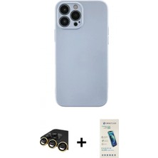 Pileli Store Pilelistore™ iPhone 13 Pro Max Kılıf Ahenk Serisi - Şeffaf Pasifik Cam Ekran Koruyucu + Raze Metal Kamera Lens - Gd