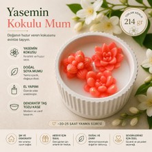 Tişört Kodu El Yapımı Yasemin Kokulu Çiçek Mum – Dekoratif Kase Içinde Şık Tasarım (214 Gr)