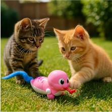 Aesco Kurmalı Salyangoz Kedi Oyuncağı Pembe – Hareketli Tüylü Kuyruklu, Interaktif Kedi Eğlence Oyuncağı, Dayanıklı Güvenli Plastik, Yavru ve Yetişkin Kediler Için Enerji Atma Oyuncağı