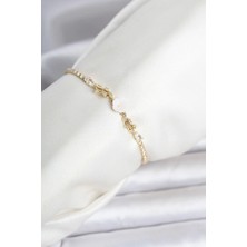 Inure Jewelry Pirinç Gold Renk Çiçek Model Su Yolu Kadın Bileklik