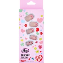 5 Adet Eklips Takma Tırnak Kalp French Oval