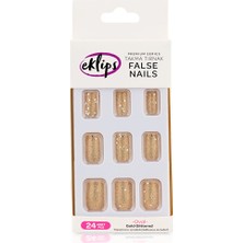 3 Adet Eklips Takma Tırnak Gold Simli Oval 24'lü