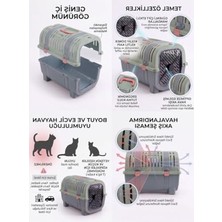 Aesco Orret Home Kedi Taşıma Çantası Plastik Kafes Kilitlenebilir Kapaklı Havalı Taşıma Kabı Kedi Köpek Taşıma Box Güvenli Pet Taşıma Kafesi Seyahat Çantası (Açık Gri-Bej)