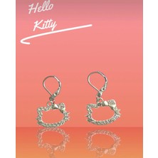 Hello Kitty  Charmlı Kristal Taşlı Küpe