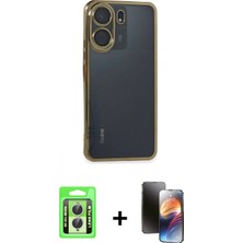 Pileli Store Pilelistore™ Redmi 13C Kılıf Vadi Minimal - Siyah 3D Antistatik Mat Seramik Nano Ekran Koruyucu + Raze Metal Kamera Lens - Gs