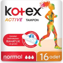 Kotex Active 16'lı Normal Tampon İpeksi Dış Yüzey ile Kolay Kullanım ve Güvenli Koruma