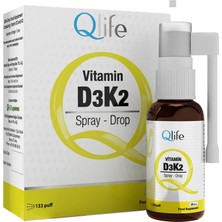 5 Adet Qlife D3 + K2 Vitamini Sprey Damla Takviye Edici Gıda 20 ml