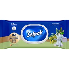 3 Adet Selpak Organik Bambu Özlü & Zeytinyağlı Islak Mendil 50 Adet