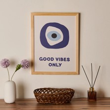 Matmel Deco Good Vibes Only Duvar Panosu - Mavi / Beyaz - 30X40 cm