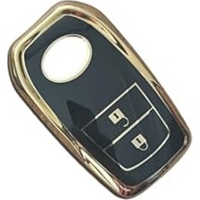 Aesco Autohan Keys Toyota Chr Hilux Corolla Land Cruiser Yaris Cross Camry Rav4 Için 2 Buton Nano Anahtar Kılıfı, Siyah Gold