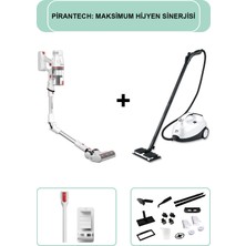 Pirantech ES-330 Pro Dikey Süpürge & CB-107C Profesyonel Buharlı Temizleyici