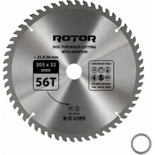 Rotor Daire Testere Bıçağı 305X32/25,4 mm 56T – Ahşap Kesim (Gönye ve Tezgah Tipi Testere) Adaptörlü