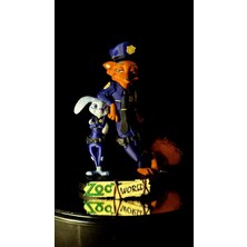 Arez Figür Zootopia Polis Nick Wilde ve Judy Hopps Figür 16 cm El Boyama Koleksiyonluk Dekoratif 3D Baskı