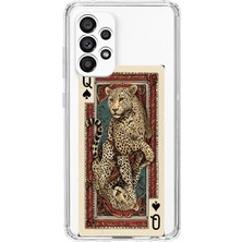 TechTree Samsung Galaxy A23 Uyumlu Iskambil Kağıdı Tasarımlı Leopar Portre Baskılı Silikon Kılıf