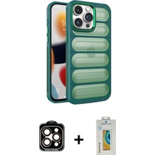Pileli Store Pilelistore™ iPhone 15 Pro Max Kılıf Yadigar Doku Özel Seri - Siyah Polymer Nano Ekran Koruyucu + Pvd Metal Kamera Lens - Tu