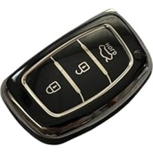 Aesco Autohan Keys Lüx Anahtar Kılıfı, Siyah-Gümüş Renk, Nano Koruma Teknolojili, Tucson Elentra Bayon Için Uyumlu, Anahtarsız Çalıştırma