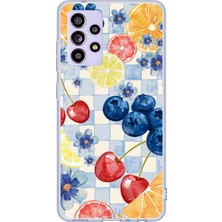 TechTree Samsung Galaxy A52-A52S Uyumlu Sulu Boya Meyve ve Çiçek Desenli Baskılı Silikon Kılıf